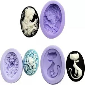 3Pcs/세트 실리콘 걸 앤 버드 플라워 캣 레진 에폭시 타원 몰드 크리스탈 비딩 여성 주얼리 DIY 목걸이