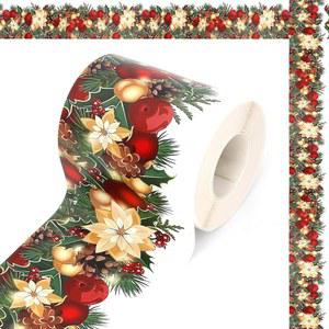 크리스마스 게시판 테두리 스티커, 59피트 자가 접착 겨울 방학 학교 교실 칠판 사무실 파티 책상 벽 장식용 롤드 보더 트림