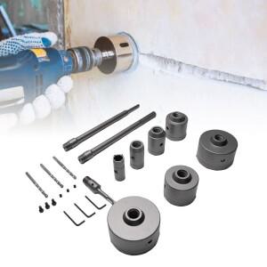 신제품 7PCS 홀쏘와 3PCS 연결봉 전기 해머 홀 드릴링 커터 키트 콘크리트 벽돌 시멘트 벽용 30-110mm