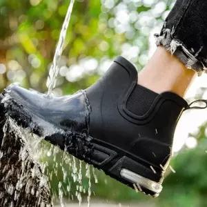 남성 숏레인부츠 1컬러 블랙 에어쿠션 첼시부츠 장화 레인부츠 (WFJSNN3)