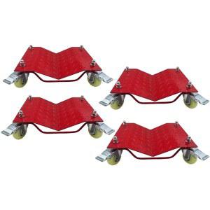 4팩 튼튼한 휠 돌리 자동차 용량 (레드, 보관 무버용, 차량 타이어 가구 말뚝 세트, 블랙 4개) 견인 또는 4.5kg(10파운드)