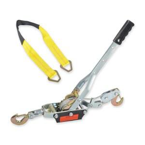 BIGREAT 4톤 튼튼한 2 후크 타이 파워 스트랩, 5.1cm 및 풀러 체인 36인치) x 91.4cm(2인치 기어 스틸 다운 래칫 컴어롱 케이블 듀얼 포함(1,511.8kg(3300파운드) 윈치 D링