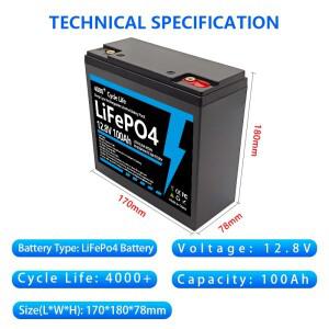 32700 12V 100Ah LiFePO4 배터리, 내장형 BMS, 충전식 RV/캠핑카, 태양광, 해양, 오버랜드/밴, 오프로드용