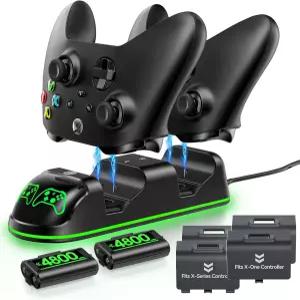 Xbox One과 호환되는 2x4800mWh 충전식 배터리 팩을 갖춘 컨트롤러 충전기 스테이션 /Elite /시리즈 X S