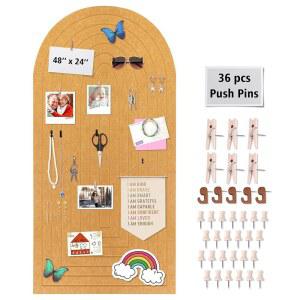 펠트 게시판 - 벽용 48 x 24 인치 장식용 코르크 보드 보호 아치 디자인 사진용 그림 홈 데코에 적합