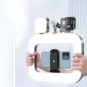 스마트폰 조명 방송 브이로그 사진 양손 릴스 거치대포함 링 라이트 손잡이 셀카.