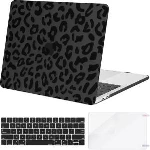 MOSISO와 호환 맥북 프로 15인치 케이스 2019-2016 출시 A1990 A1707 터치 바 플라스틱 호피무늬 레오파드