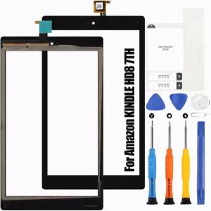 Amazon Kindle Fire HD8용 7TH 터치스크린 교체 키트 HD8 2017 SX034QT 디지타이저 도구 (Black )