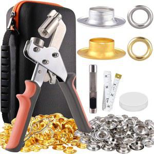 그로밋 공구 키트, 3/8 아일렛 플라이어 세트, 가방 포함 1005개 PCS 가죽, 패브릭, 캔버스용 스테인리스 스틸 아일렛, 타르프