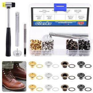 글락스 242Pcs 4MM 두꺼운 그로밋 아일렛(도구 세트 포함), 세탁기 포함 240Pcs 4가지 색상 아일렛, 패브릭, 캔버스, 커튼, 의류, 가죽 수리용 2Pc 설치 도구