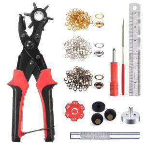 벨트용 가죽 홀 펀치 도구 - 벨트, 시계 밴드, 스트랩, 개 목걸이, 안장, 신발, 패브릭, DIY 홈 또는 공예 프로젝트용 멀티 사이즈 펀처 5/32인치 그로밋 아일렛 키트