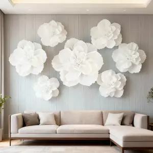 유노트 6개 24인치 종이 꽃 장식 와플 티슈 페이퍼 대형 멕시코 벽장식 피에스타 결혼식 신부 샤워 생일