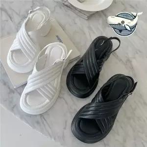 여름 트렌디 엑스 스트랩 미들굽 샌들 WFH1GYG