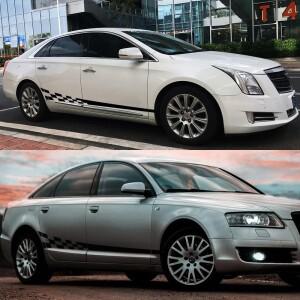 루보식 자동차 스티커 줄무늬 격자  레이싱 스포츠 스타일링 비닐 필름 사이드 바디 장식 데칼 튜닝 액세서