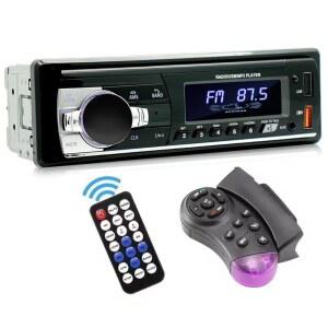 오토텍 싱글 DIN 리모컨 MP3 포트 블루투스 플레이어 조명 1DIN 12V 24V FM 핸즈프리 스티어링 라디오 USB AUX 오디오 TF 듀얼 스테레오 디지털 컬러 포함