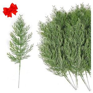 [미국배송] 7QUEEN 30PCS 에버그린 페이크 솔잎 추천 크리스마스 트리 필러용 인공 소나무 가지 화환 제작 용품용 그리너리 스템 DIY 액세서리 (30)