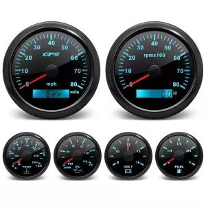 아르틸로라 6 게이지 세트-GPS 속도계 타코미터 연료 레벨 수온 오일 압력 전압 7 컬러 백라이트 보트 세트