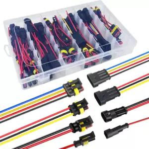 Twippo 18 AWG 방수 와이어 커넥터 자동차 전기 퀵 커넥트 게이지 포함 1/2/3/4 핀 (26 키트)