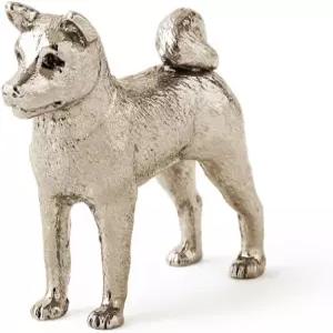 영국에서 제작된 제네릭 일본-아키타이누 아티스틱 스타일 개 피규어(아키타) 실버