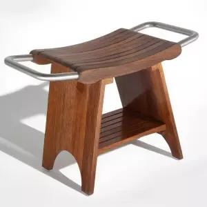 스테인리스 스틸 손잡이가 있는 티크 샤워 벤치 선반이 15 u201D 방수 럭셔리 스툴 소형 욕실용 컴팩트 핏