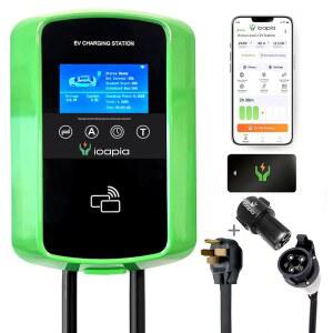 icapia 레벨 2 EV 충전기 48A 11.5kW(40A 9.6kW 플러그인) - 25 u2019 SAE J1772 하드와이어 케이블이 있는 NEMA 14-50 UL 인증 플러그 WiFi 지원 APP 및 RFID 화면이 240V 전기 자동차 충전소