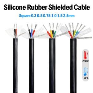 고온 실리콘 고무 차폐 케이블  멀티 코어 절연 주석 도금 구리 와이어  0.3 0.5 1.0 1.5 2.5mm ²  2 3 4