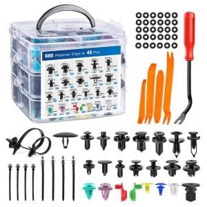 725 범퍼 클립 자동차 고정 플라스틱 패스너 키트 바디 푸시 리벳 펜더 라이너 세트 토요타 GM호환 포드호