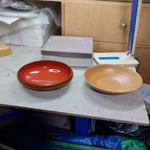 1970년대 일본 과자 그릇 2종 (플라스틱/원목) 미사용품