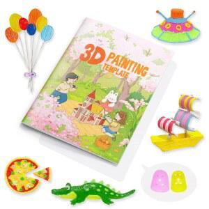 [포르르] 데이커 3d 펜 인쇄 드로잉북, 재사용 가능한 40가지 패턴 페인팅 그래피티 템플릿과 pvc 투명 보드, 스타터 및 아티스트를 위한 아트 두꺼운 종이 스텐실 diy 선물