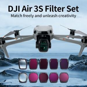 DJI Air 3S UVCPLLPRND8ND16ND32ND64 용 RCSTQ 렌즈 필터 다기능 드론 세트 광학 유리 액세서리