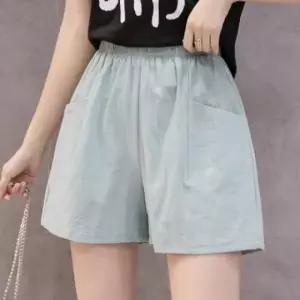 고품질 베이직 캐주얼 마바지 여름 포켓 밴딩 데일리 리넨반바지 (WFK9YG6)