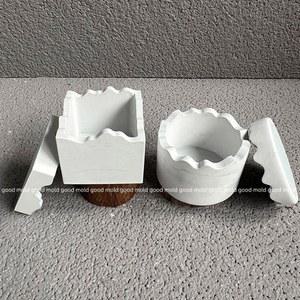 사각 캔들 콘크리트 몰드 DIY 원형 드립 수지 석고 수납 케이스 실리콘