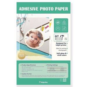 피카포카 11x17 셀프 접착식 사진 용지, 잉크젯 프린터용 A3 광택 스티커, 30팩, 115gsm (P1117SS115AG)