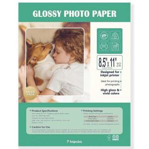 피카포카 8.5x11 광택 사진 용지 - 잉크젯 프린터용 품질 용지, 미국 레터 크기, 100매, 200GSM(P8511YB200GP)