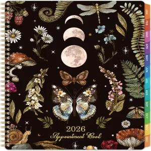 2026 예약부/플래너 - 8.1 x11 일일 플래너 2026년 1월~12월 주간 및 월간 30분 간격의 시간별 탭 포켓