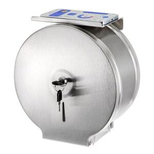 선반이 있는 Suwimut 상업용 점보 화장지 디스펜서, 월 마운트 스테인리스 스틸 9인치 롤 홀더, 욕실용 잠금 키가 브러시드 터치리스 디스펜서