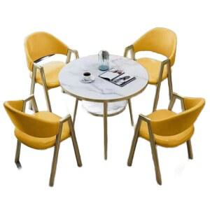 사무실 테이블 의자 원형 회의실 의자4개 80cm(직경) 세트 원탁 연회색 식탁 로비