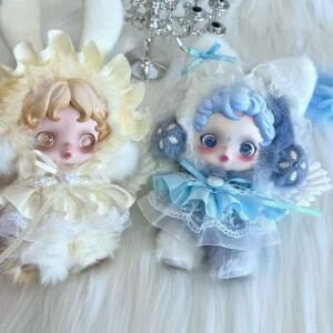 몽테조이 엔젤 클로스 토끼 귀 10cm 스컬판다 V1 V2 수제 옷 비닐 인형 의상 교체용 코스튬 세트 귀여운 장