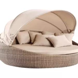 야외 원형 라탄 소파 침대 테라스 정원용 대형 라운지 체어