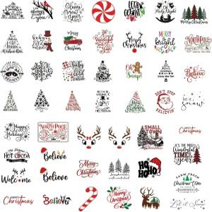 공예용 크리스마스 단어 스티커 49피스 비닐 장식용 방수 데칼 볼 나무 컵 유리 물병 장식(49개 색상 단어)
