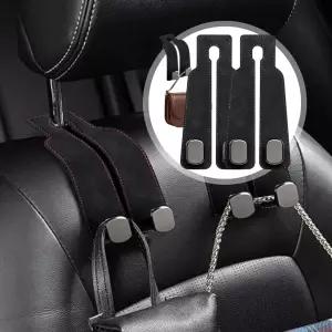 KOLKRA 카시트 헤드레스트 가방용 후크 - 금속 구조의 프리미엄 가죽 더블 행거 자동차 정리용 범용 지갑