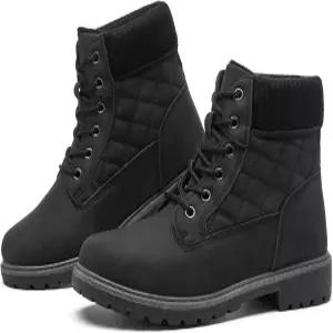 여성용 쿠페이티 방수 발목 부츠 논 슬립 블랙 전투화 가을 겨울 스노우 레이스 업 하이킹