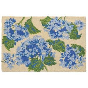 HF 바이 LT 수국 러그, 24 x 36 인치, 핸드 훅 100 % 울 플로럴 액센트 로우 프로파일, 코튼 캔버스 백킹