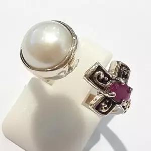 [블루케이] A급십자가 진주루비 원석 반지 210711-02n