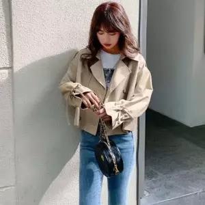 키작녀 반코트 숏 트렌치 자켓 기본 가을 코트