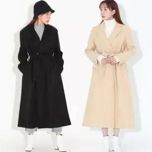 코트 울 무지 겨울 핸드메이드 롱 로브 코트