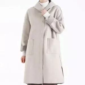 여성 후드 롱코트 집업 옆트임 캐주얼 정장 아우터