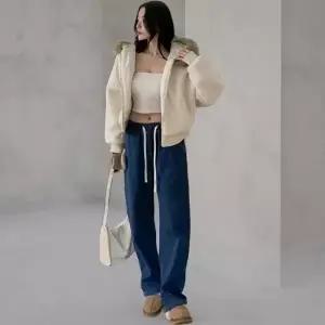 [다잇템] 여성 와이드 통 보온 포근한 일상복 청바지