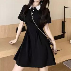 카라미니원피스 여성원피스 블랙원피스 검은색원피스 러블리 배색카라