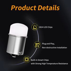 루보식 2개 1156 P21W 5W BA15S 3014 칩  밝은 12V/24V LED 자동차 전구 브레이크 정지 주차 방향 지시등